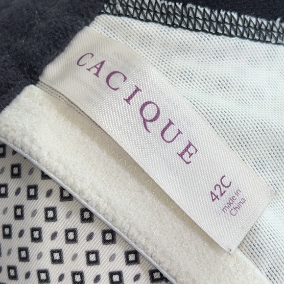 CACIQUE Boost Plunge Bra White/Black Lace 42C EUC - Picture 5 of 6